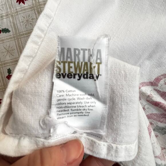 Martha Stewart cotton Christmas tablecloth farmhouse cottage style rectangle - Picture 7 of 8